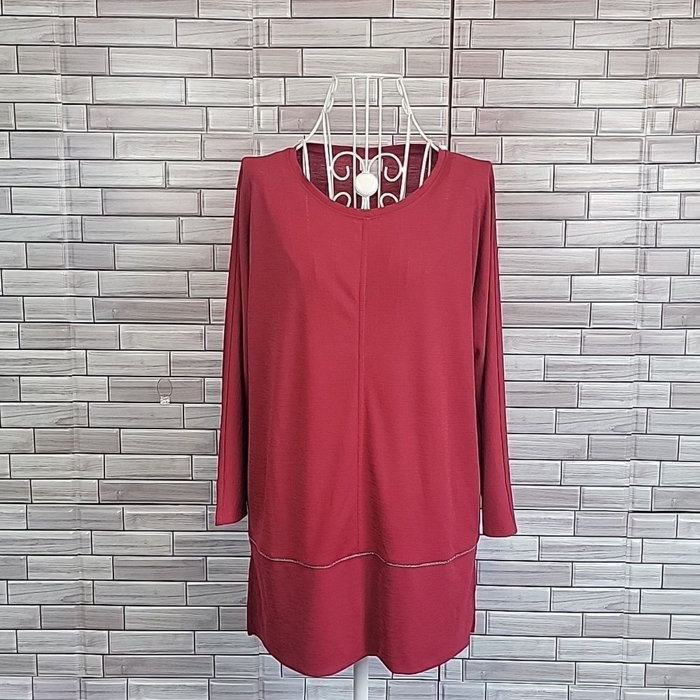 Chico's red pullover casual tunic top Women's Size S
